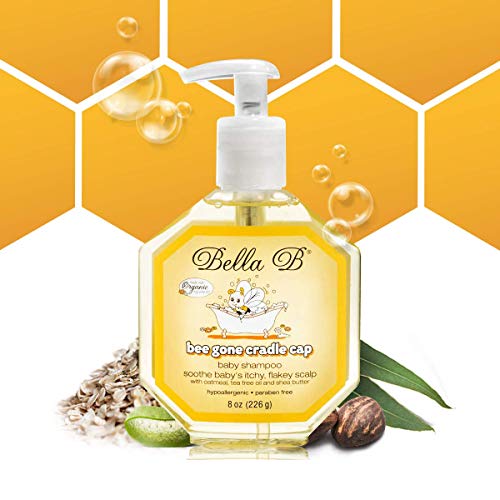 BELLA B Bee Gone Cradle Cap Baby Shampoo - Heals Dry Scalps, Organic Ingredients - 8oz