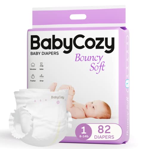 Babycozy BouncySoft Newborn Diapers - Hypoallergenic, Soft for Sensitive Skin - 72 Count Size 1