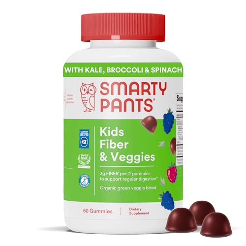 SmartyPants Kids Fiber Supplement - Supports Digestion with Organic Veggies, 60 Gummies