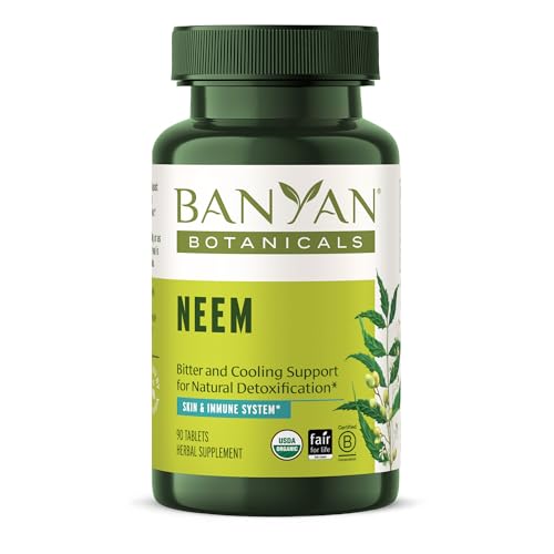 Banyan Botanicals Neem Tablets - Supports Detox, Skin Health, Immune Boost - 90 Vegan Tablets