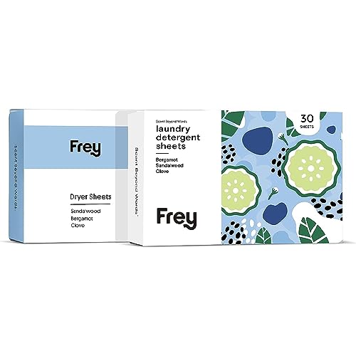 FREY Laundry Detergent Sheets - Soft, Fresh Clothes with Bergamot Sandalwood Clove Scent - 60 Count