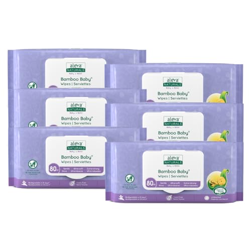 Aleva Naturals Bamboo Baby Wipes - Gentle on Sensitive Skin, Biodegradable, Vegan - 480ct