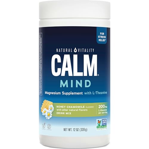 Natural Vitality Calm Mind Magnesium - Stress Relief with L-Theanine, Honey Chamomile - 12 oz