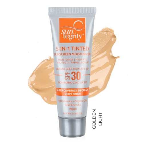 Suntegrity 5 in 1 Tinted Face Sunscreen - Natural Coverage, Sample Size .25 oz - Golden Light