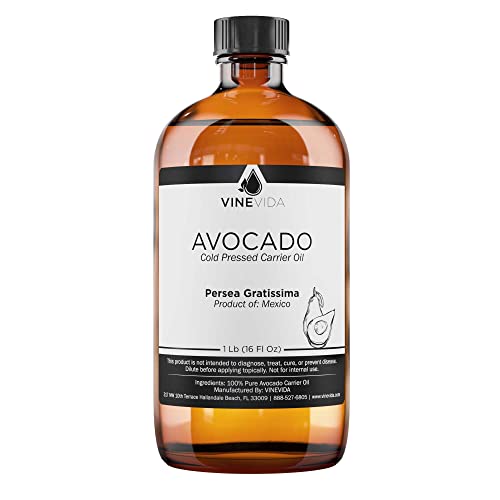 VINEVIDA Avocado Carrier Oil - Pure, Vegan, Versatile for Skin & DIY Projects - 16 oz