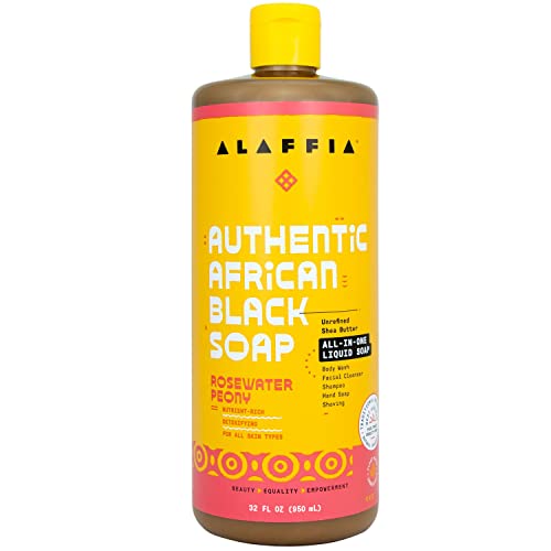 Alaffia Authentic African Black Soap Body Wash - Acne Care, Moisturizing & Dandruff Relief - 32oz