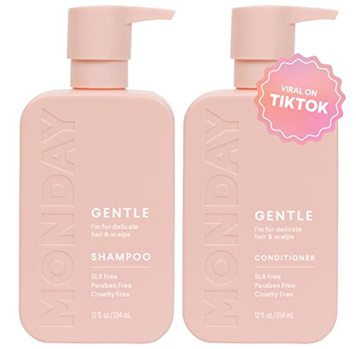 MONDAY HAIRCARE Gentle Shampoo & Conditioner Set - Nourishing Coconut Oil & Rice Protein - 24oz