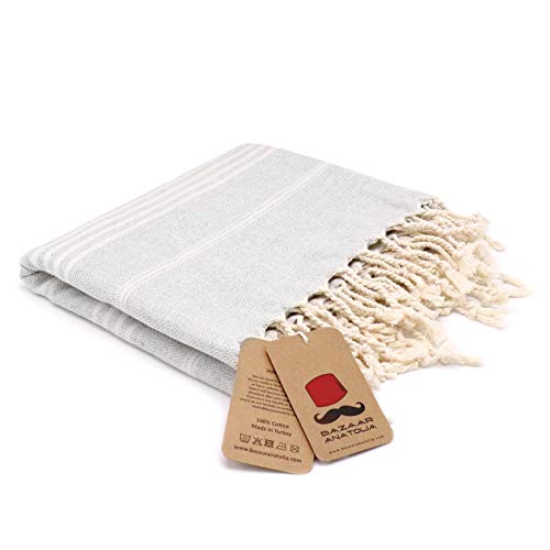 Bazaar Anatolia Turkish Towel - Soft, Quick-Dry 100% Cotton, Multi-Purpose Travel Towel - 76x38