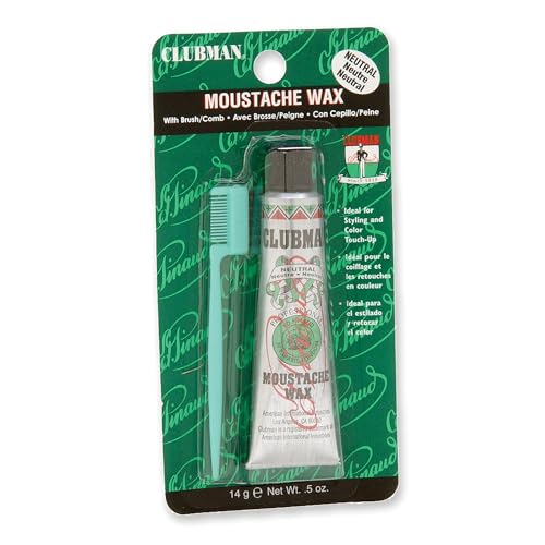 Clubman Mustache Wax - Firm Hold, Nourishing Beeswax & Coconut Oil - 0.5 oz Hang Pack