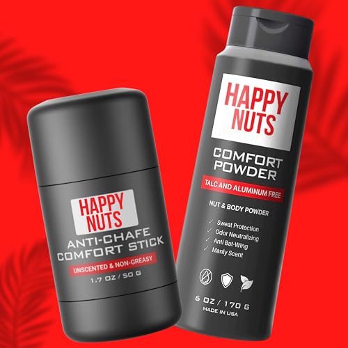 HAPPY NUTS Anti Chafing Stick - Friction Defense, Talc-Free & Clean Ingredients - 2 Pack