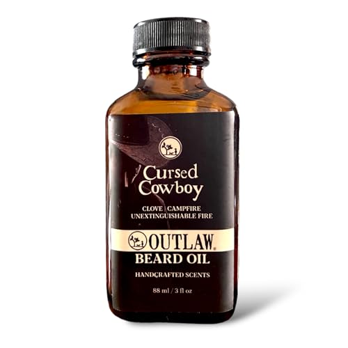 Outlaw's Cursed Cowboy Beard Oil - Softening, Natural Ingredients, Spicy Clove & Campfire - 3+oz