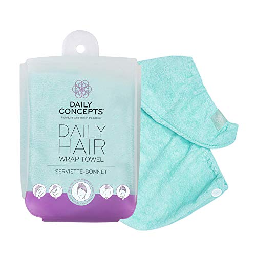 DAILY CONCEPTS Hair Towel Wrap - Quick Dry, Vegan & Hypoallergenic - Turquoise, One Size