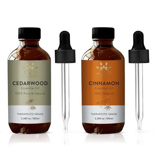 AVD Organics Cedarwood & Cinnamon Essential Oil - Pure Therapeutic Aroma, Relaxation - 3.38 fl. oz