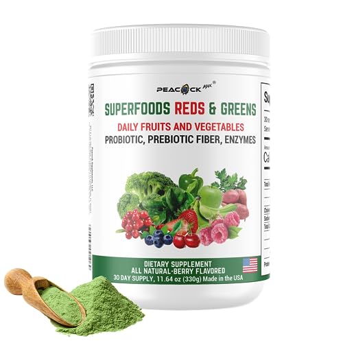 Peacock Max Superfood Powder - Boost Immunity & Gut Health, Plant-Based, Non-GMO - 11.64oz