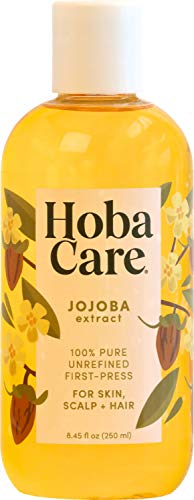 HobaCare Jojoba Oil - 100% Pure Moisturizing Oil for Skin & Nails, Non-Allergenic - 8.45 fl oz