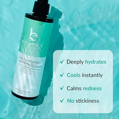 Cooling Aloe Vera After Sun Spray - Fast Absorbing, Organic Ingredients, Skin Relief - 8oz