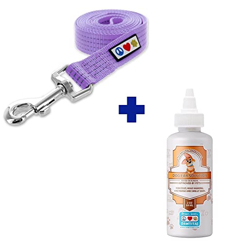 Pawtitas Pet Care Bundle - Durable Reflective Leash & 100% Natural Ear Cleaner for Dogs