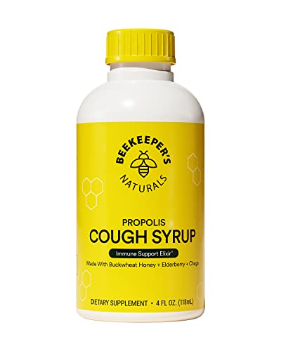 Beekeeper's Naturals Cough Syrup - Immune Support & Throat Relief with Elderberry, 4 oz