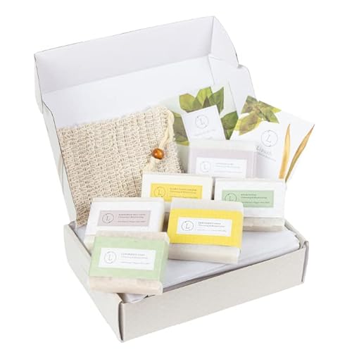 Lizush Natural Soap Set - Six Unique Scents, Personalized Gift Box, Relaxation Kit - 24oz