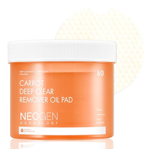 DERMALOGY by NEOGENLAB Carrot Makeup Remover Pads - Gentle, Alcohol-Free, Hydrating - 60 Pads