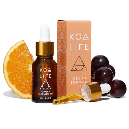 KOA LIFE Face Oil & Vitamin C Serum - Hydrating & Brightening with Rosehip & Hemp - 0.5 Fl OZ