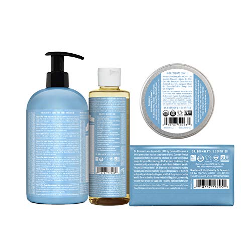 Dr. Bronner's Baby Unscented Soap Set - Biodegradable, Vegan, Cruelty-Free - 24oz Sugar Soap & More