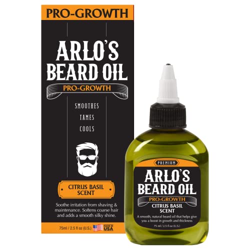 Arlo's Pro Growth Beard Oil - Boosts Hair Growth, Citrus Basil Scent - 2.5 oz