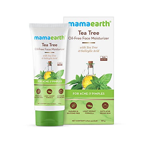 MAMAEARTH Tea Tree Oil-Free Face Moisturizer - Reduces Acne, Controls Oil, 80ml