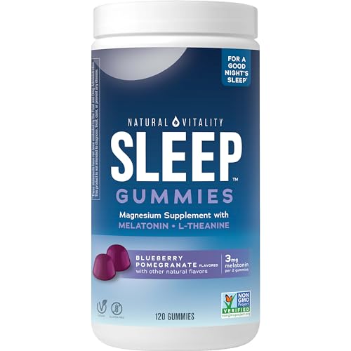 Natural Vitality Sleep Gummies - Relaxing Magnesium with Melatonin & L-Theanine, 120 Count