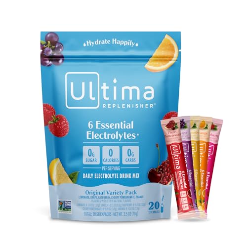 Ultima Replenisher Hydration Powder - 6 Electrolytes, Vegan, Sugar-Free - 20 Stickpacks