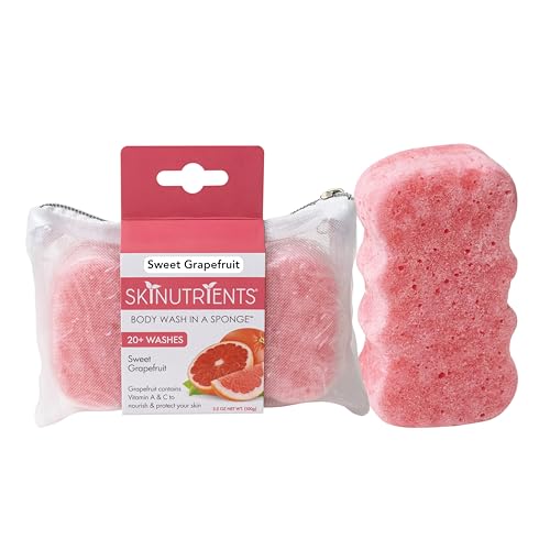 Spongeables Body Wash - Youthful Skin, Hydration with Grapefruit & Vitamin E - 20+ Wash Sponge