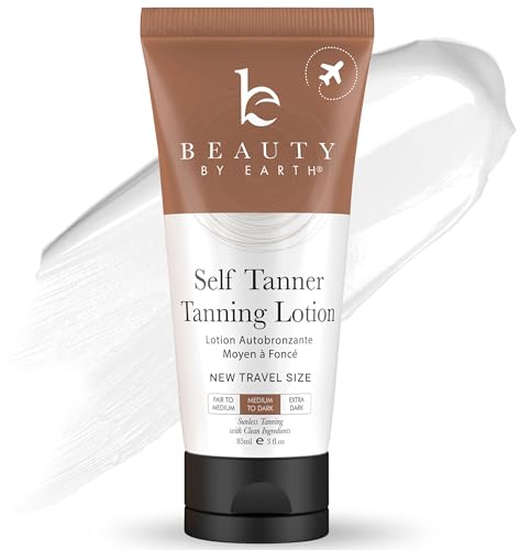 Natural Tanning Lotion - Gradual Color, Non-Toxic Ingredients, Travel Size - Medium to Dark