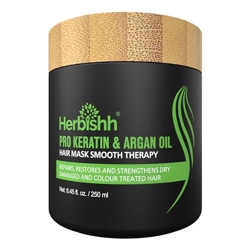 Herbishh Argan Hair Mask - Deep Conditioning for Dry, Weak Hair, No Sulphates, No Parabens - 250g