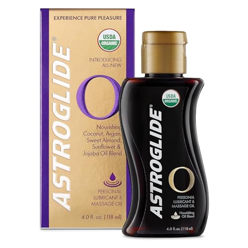 Astroglide Massage Oil - Ultra-Hydrating Organic Lubricant with Ylang & Coconut Scent - 4oz