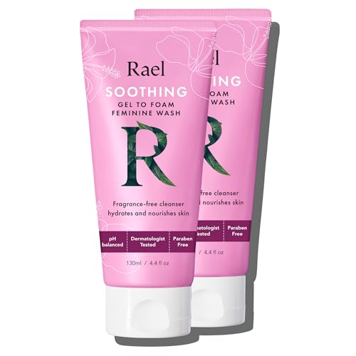 Rael Feminine Wash - pH Balanced Gel-to-Foam Cleanser, Vegan & Dermatologist Tested - 4.4oz, 2-Pack