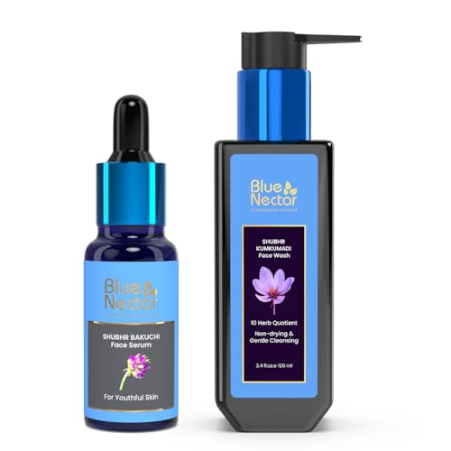 Blue Nectar Skin Care Set - Brightening Face Wash & Anti-Aging Serum for Youthful Radiance - 4.38oz