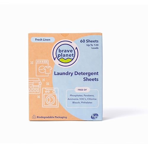 Brave Planet Laundry Detergent Sheets - Powerful Stain Removal, Vegan & Cruelty-Free - 60 Sheets