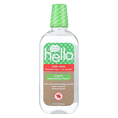 HELLO Kids Watermelon Rinse - Freshens Breath, Vegan, Fluoride-Free - 16oz