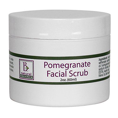 Be Natural Organics Pomegranate Facial Scrub - Gentle Daily Exfoliation, Hydrating Glycerin - 2 Oz