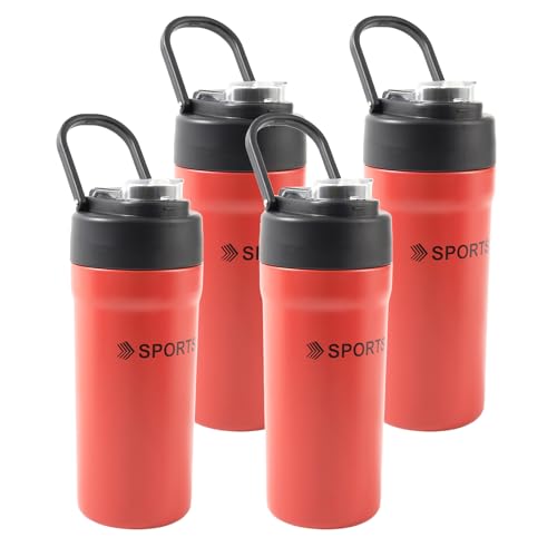 Reusable Stainless Steel Water Bottle - Insulated, BPA-Free, Easy-Clean Wide Mouth, 4-Pack - 23oz