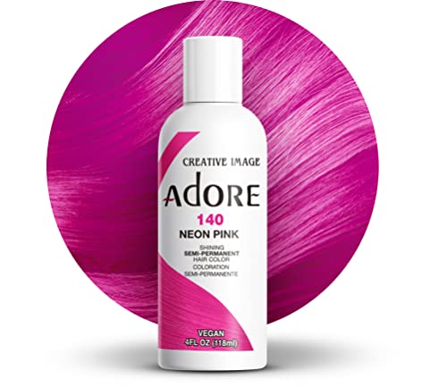 Adore Semi-Permanent Hair Color - Vibrant Neon Pink, Vegan & Chemical-Free - 4 Fl Oz