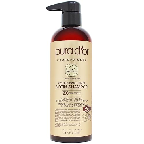 PURA D'OR Biotin Shampoo - Clinically Proven Hair Thickening, Organic Ingredients - 16oz