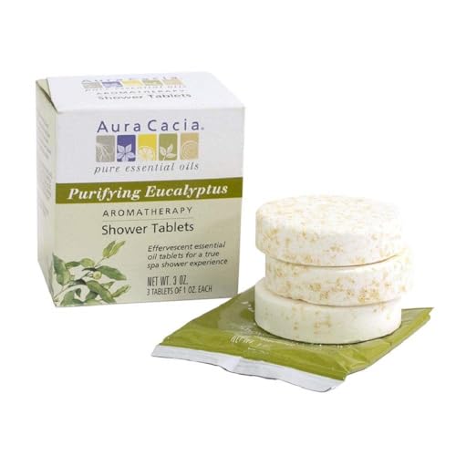 Aura Cacia Purifying Eucalyptus Shower Tablet - Clear Aroma, Pure Essential Oils - 3x1oz