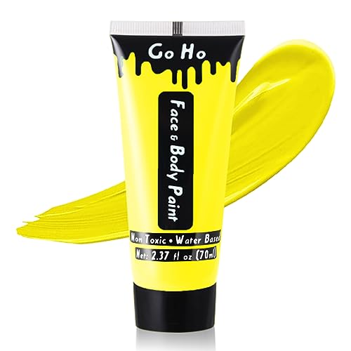 Go Ho Yellow Body Paint - Vibrant, Non-Toxic, Easy to Apply & Remove - 2.37oz Water-Based