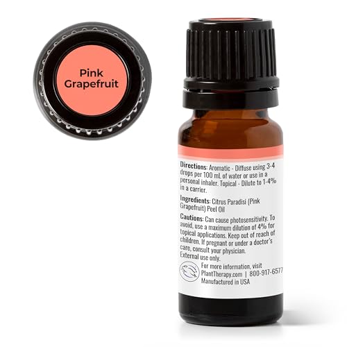 Plant Therapy Pink Grapefruit Essential Oil - 100% Pure, Uplifting Citrus Scent - 10 mL