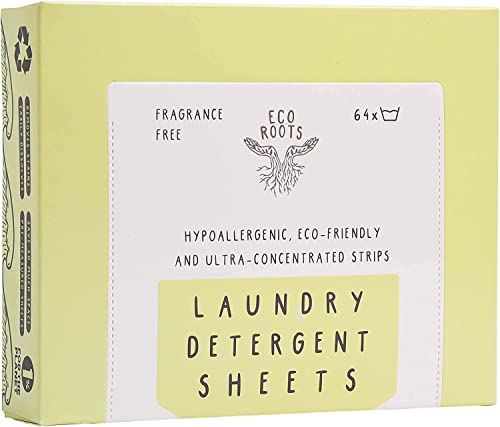 ECO ROOTS Laundry Detergent Sheets - Powerful Cleaning, Vegan & Compostable - 64 Loads