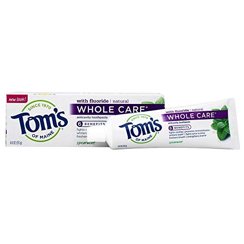 TOMS OF MAINE Whole Care Toothpaste - Whitens Teeth, Fights Cavities, Naturally Derived - 4 OZ