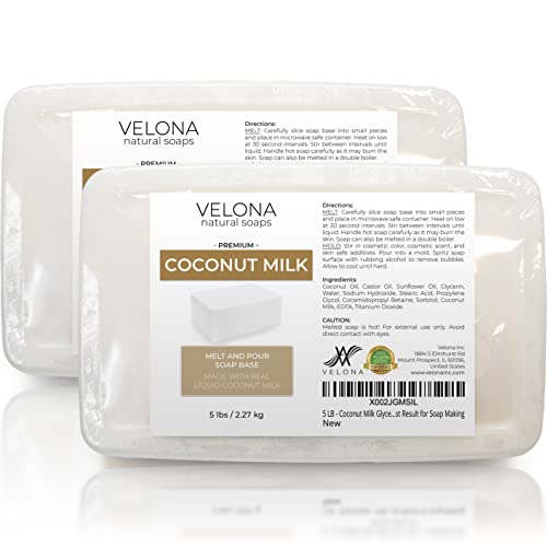 Velona Coconut Milk Glycerin Soap Base - Hydrating, Non-GMO, Cruelty-Free - 10 LB