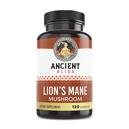 Ancient Bliss Lion's Mane Mushroom Supplement - Supports Memory & Immunity, Vegan - 120 Capsules