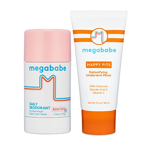 Megababe Underarm Bundle - Odor Protection, Aluminum-Free, Detox Mask & Deodorant - 2.6oz & 3oz